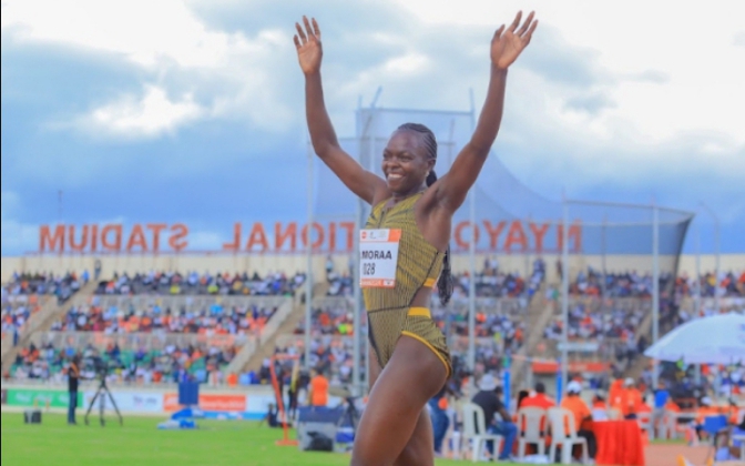 World Athlete Champion Mary Moraa  Wins Gold in Women’s 800 m Race at Nyayo Stadium.